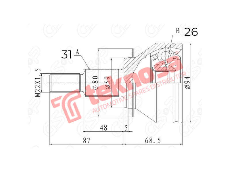 INNER CV JOINT - MZ3019 (TEKNOSA)