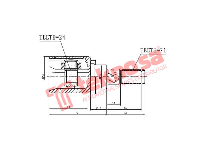 INNER CV JOINT - NI4051 (TEKNOSA)