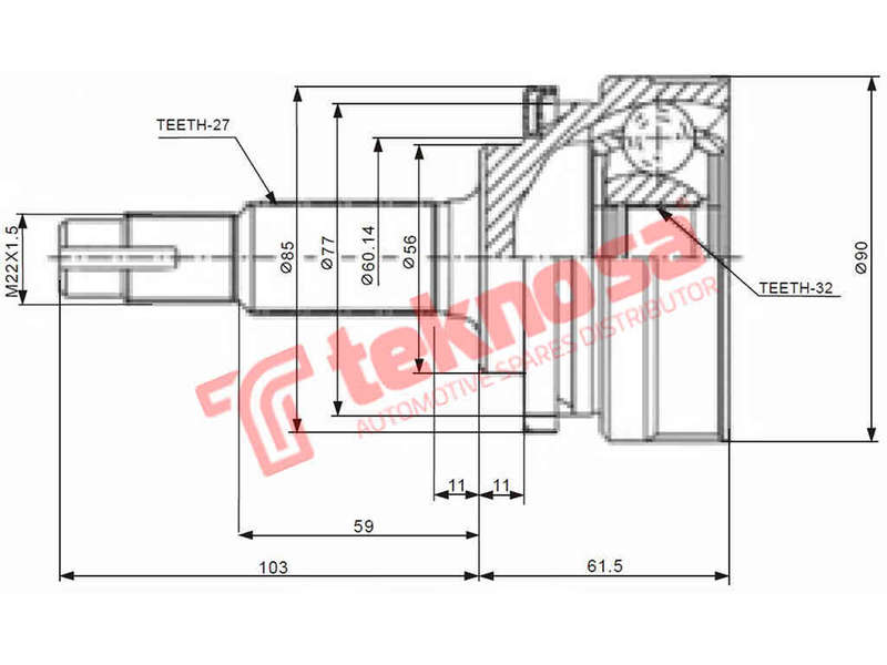 OUTER CV JOINT - NI5932 (TEKNOSA)