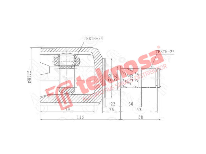 INNER CV JOINT - OP4016 (TEKNOSA)