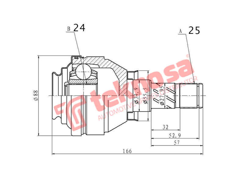 INNER CV JOINT - OP4017 (TEKNOSA)