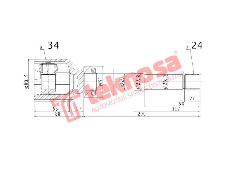 INNER CV JOINT - OP4018 (TEKNOSA)