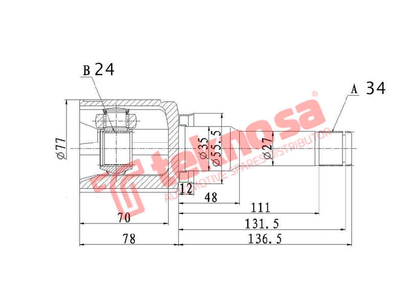 INNER CV JOINT - OP4025 (TEKNOSA)