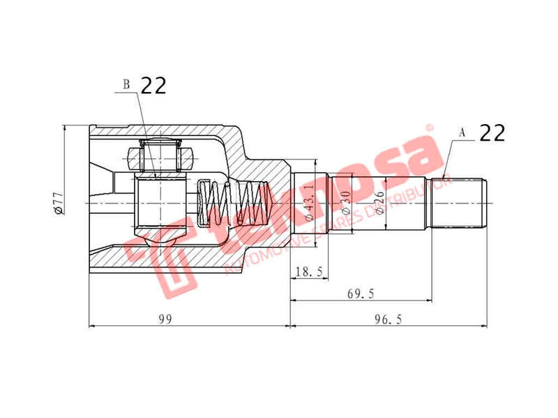 INNER CV JOINT - PT4002 (TEKNOSA)