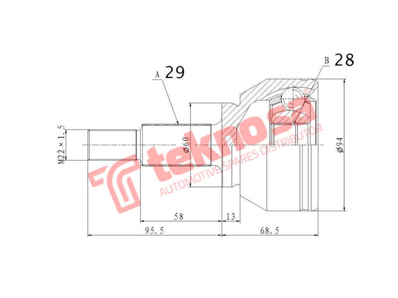 OUTER CV JOINT - RN3031 (TEKNOSA)