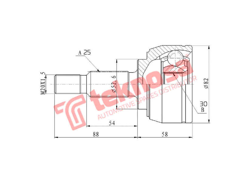 CV OUTER JOINT - RN3033 (TEKNOSA)