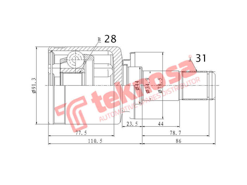 INNER CV JOINT - RV4017 (TEKNOSA)