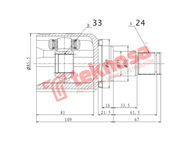 INNER CV JOINT - TO4030 (TEKNOSA)