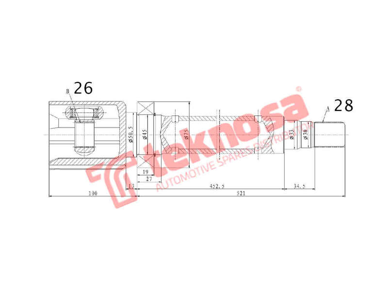 INNER CV JOINT - VO4021 (TEKNOSA)