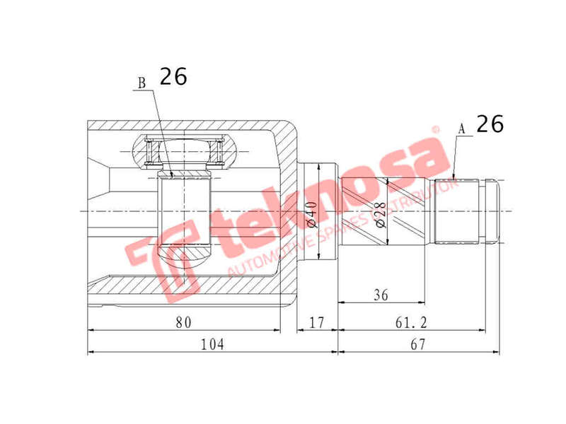 INNER CV JOINT - VO4023 (TEKNOSA)