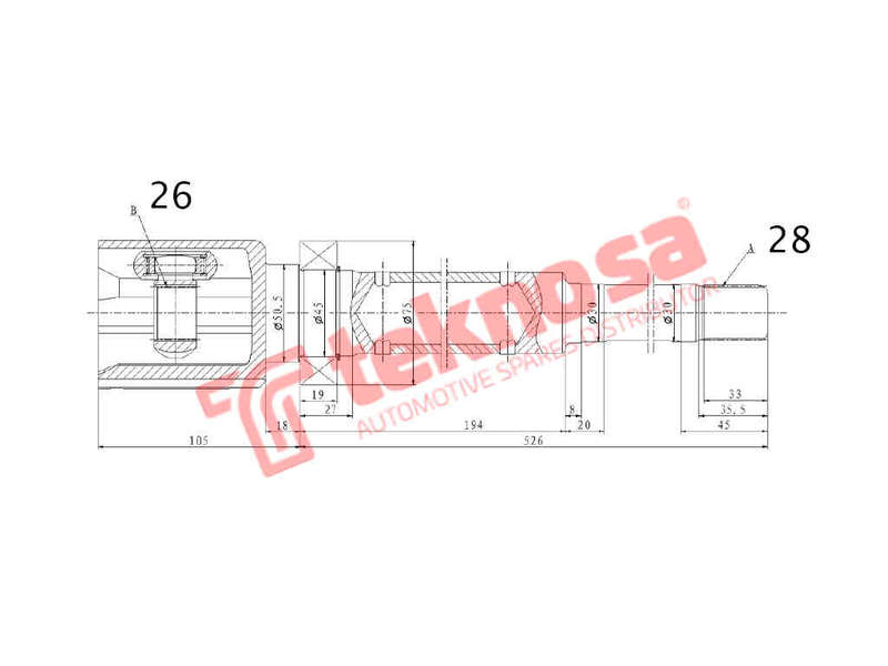 INNER CV JOINT - VO4025 (TEKNOSA)