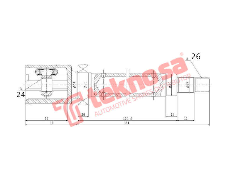 INNER CV JOINT - VO4026 (TEKNOSA)