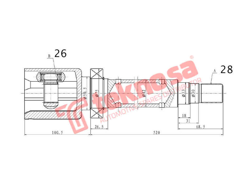 INNER CV JOINT - VO4034 (TEKNOSA)