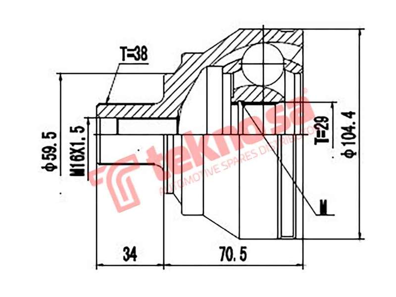 TEKNOSA FRONT LEFT - RIGHT OUTER CV JOINT For AUDI A6 [3] 2.7 TDI (BPP/BSG)(24V 132KW) 06-09