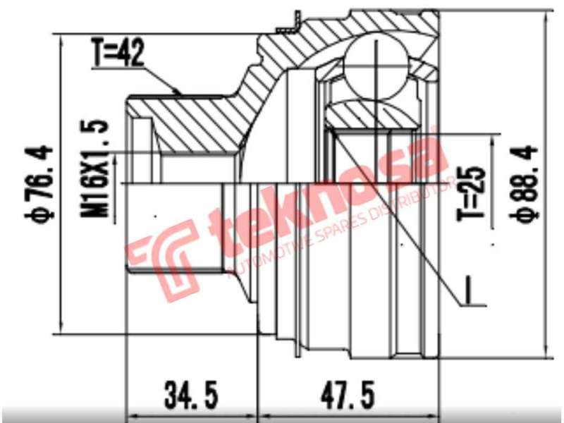 TEKNOSA FRONT LEFT - RIGHT OUTER CV JOINT For AUDI Q5 2.0 TFSI (CNCE)(16V 169KW) 15-20