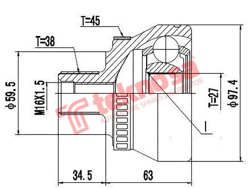 TEKNOSA FRONT LEFT - RIGHT OUTER CV JOINT For AUDI A4 [1] 2.7 S4 (AGB)(30V 195KW) 97-01