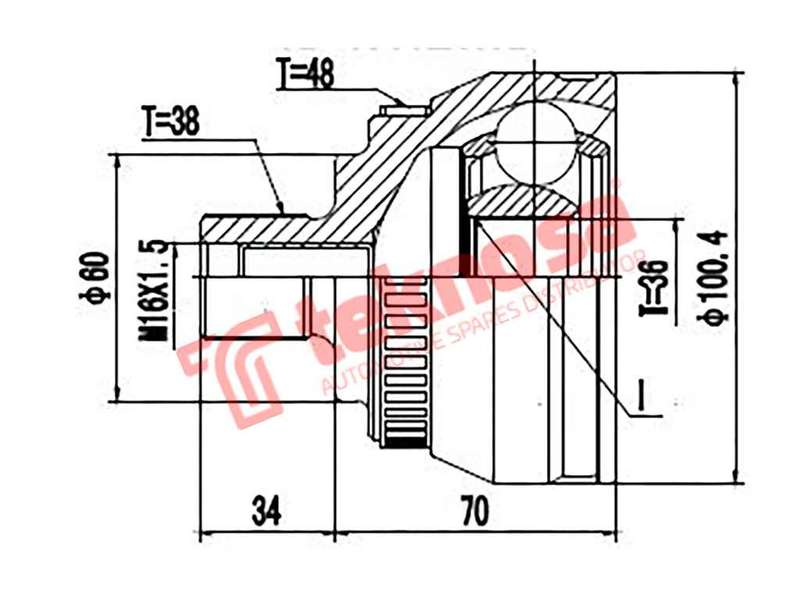 TEKNOSA REAR LEFT - RIGHT OUTER CV JOINT For VOLKSWAGEN SHARAN [1] 2.8 VR6 (AYL)(24V 150KW) 01-07