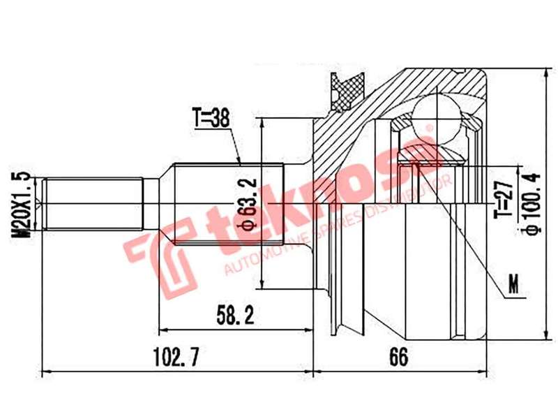 TEKNOSA FRONT LEFT - RIGHT OUTER CV JOINT For VOLKSWAGEN TOUAREG [1] 3.0 TDI (BKS CATA)(24V 165KW...
