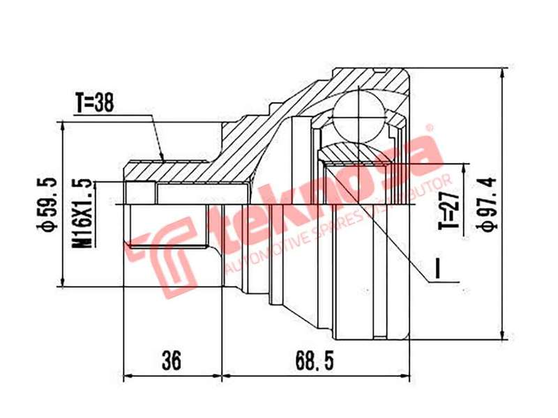 TEKNOSA FRONT LEFT - RIGHT OUTER CV JOINT For AUDI A8 [1] 2.8 E (AAH)(30V 128KW) 94-02