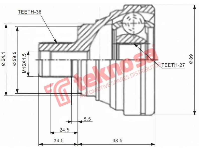 TEKNOSA FRONT LEFT - RIGHT OUTER CV JOINT For AUDI A4 [1] 2.8 (AAH)(12V 128KW) 95-97