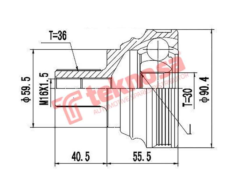 TEKNOSA FRONT - REAR OUTER CV JOINT For VOLKSWAGEN SCIROCCO 1.4 TSI (CAVD)(16V 118KW) 08-10
