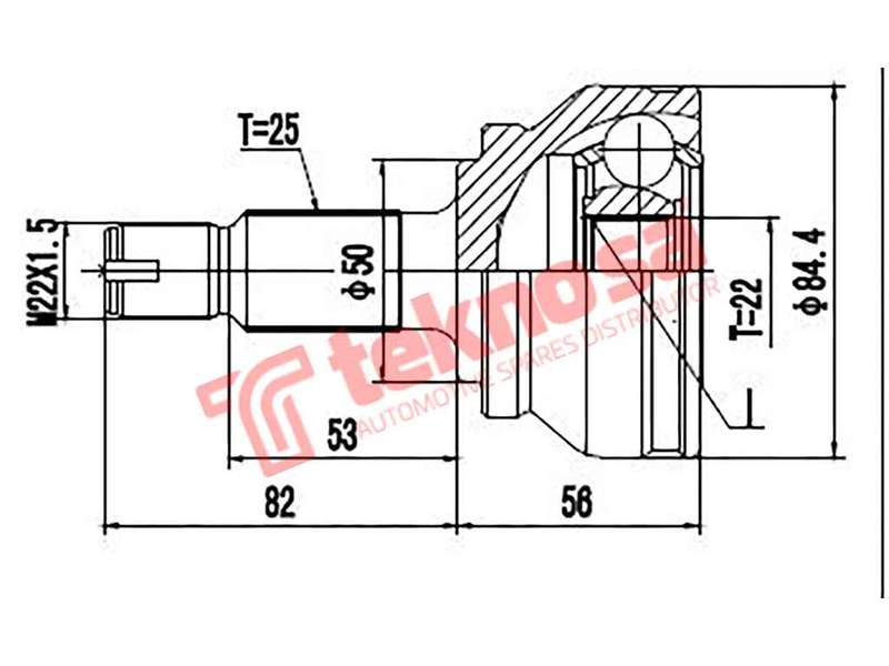 TEKNOSA FRONT LEFT - RIGHT OUTER CV JOINT For AUSTIN MINI 1275E/GTS (A-SER)(8V 44KW) 73-84