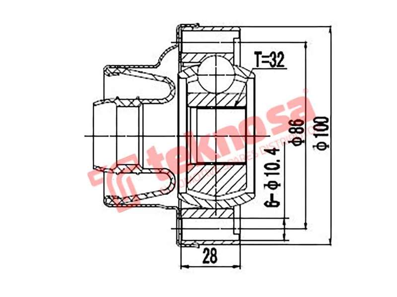 TEKNOSA REAR LEFT - RIGHT INNER CV JOINT For BMW 5-SERIES [E60] 525I (N53B25A)(24V 160KW) 07-10