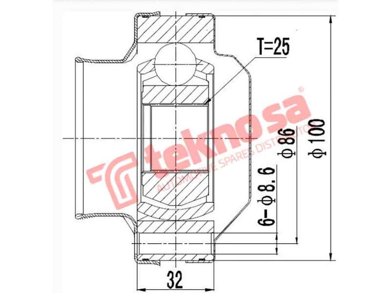 TEKNOSA FRONT LEFT - RIGHT INNER CV JOINT For BMW 5-SERIES [E34] 530I (M60B30)(32V 160KW) 93-96