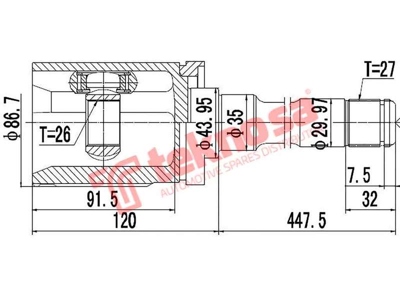 TEKNOSA REAR LEFT - RIGHT INNER CV JOINT For BMW X5 [E53] 4.4I (M62B44)(32V 210KW) 01-03