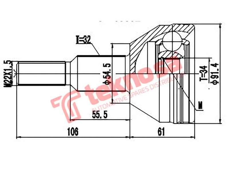 OUTER CV JOINT - CH3001 (TEKNOSA)