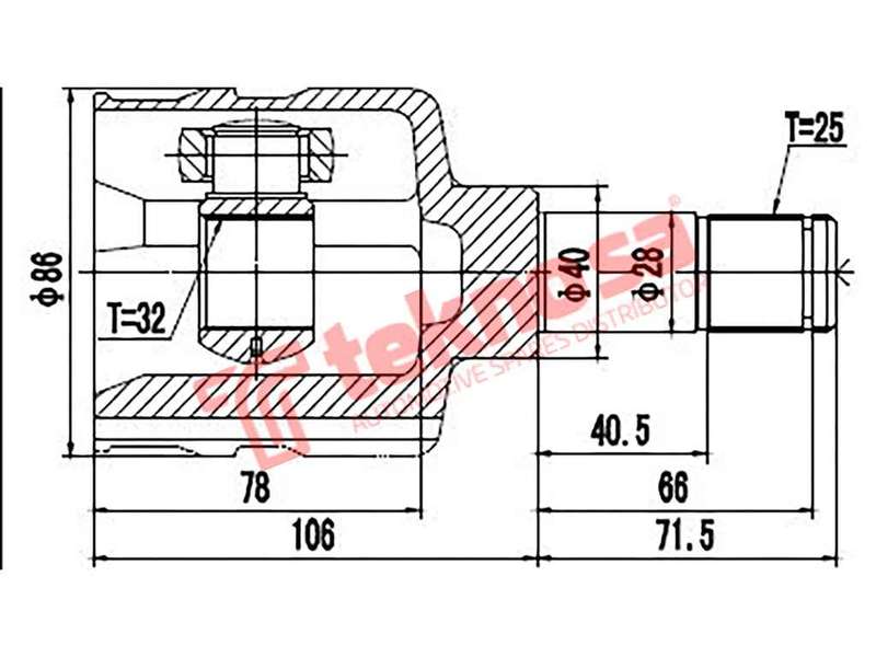 TEKNOSA FRONT LEFT INNER CV JOINT For CHRYSLER SEBRING 2.4 (EDZ)(16V 128KW) 07-09