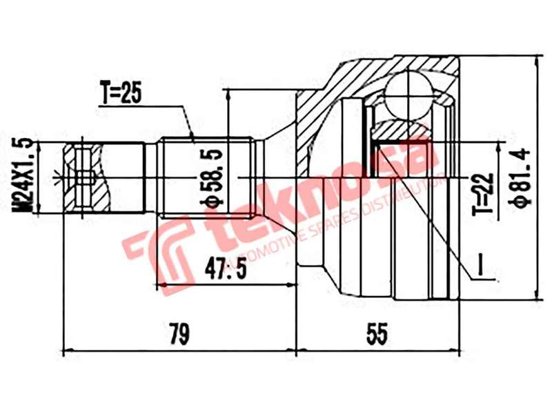 TEKNOSA FRONT LEFT - RIGHT OUTER CV JOINT For PEUGEOT 307 1.6 (NFU [TU5JP4])(16V 80KW) 01-05