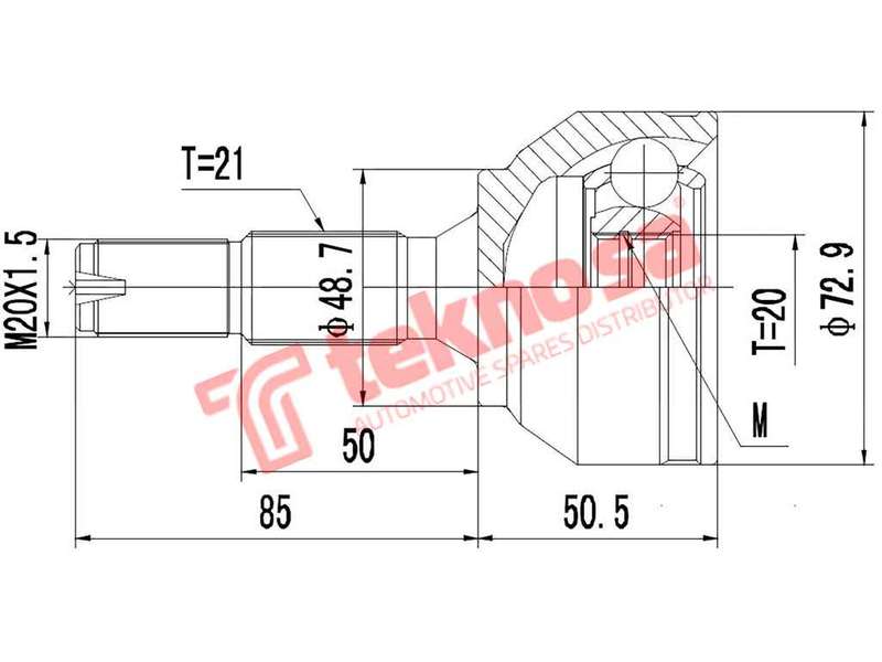 TEKNOSA FRONT LEFT - RIGHT OUTER CV JOINT For CITROEN C2 [1] 1.4 HDI (8HX [DV4TD])(8V 50KW) 05-09