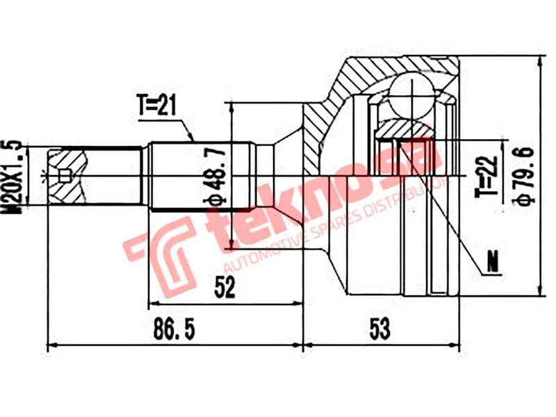TEKNOSA FRONT LEFT - RIGHT OUTER CV JOINT For PEUGEOT 207 1.4 (8FS EP3)(16V 70KW) 08-12