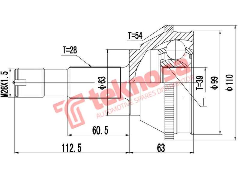 TEKNOSA FRONT LEFT - RIGHT OUTER CV JOINT For PEUGEOT BOXER 2.5 (DJ5TED)(16V 79KW) 01-20