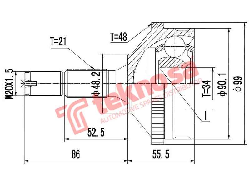 TEKNOSA FRONT LEFT - RIGHT OUTER CV JOINT For CITROEN C3 [1] PICASSO 1.6 HDI (9HZ)(16V 80KW) 09-11