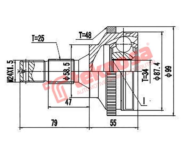 TEKNOSA FRONT LEFT - RIGHT OUTER CV JOINT For CITROEN BERLINGO [2] 1.6 HDI (9HX [DV6ATED4])(16V 6...