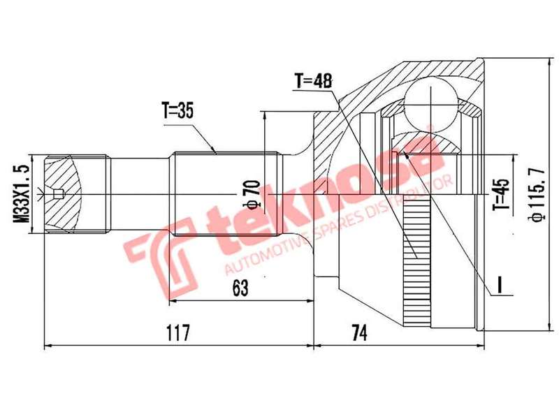 TEKNOSA FRONT LEFT - RIGHT OUTER CV JOINT For PEUGEOT BOXER 2.5 (DJ5TED)(16V 79KW) 01-20