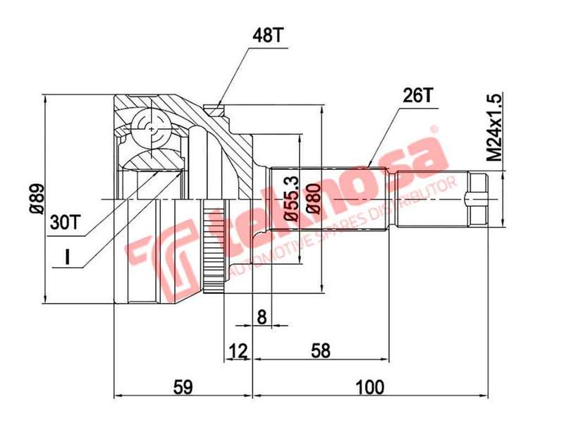 OUTER CV JOINT - CY7612A (TEKNOSA)