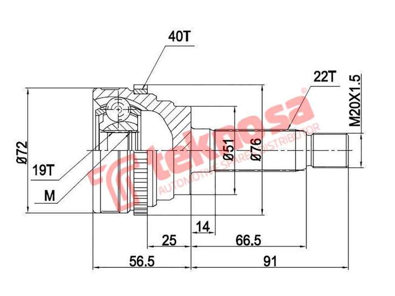 OUTER CV JOINT - CY7659 (TEKNOSA)