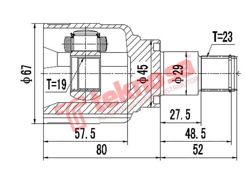 TEKNOSA FRONT LEFT - RIGHT INNER CV JOINT For DAIHATSU CHARADE [4] 1.0 (CB24)(6V 36KW) 11-13