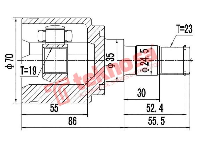 TEKNOSA FRONT LEFT - RIGHT INNER CV JOINT For DAIHATSU TERIOS [1] 1.3 (HC-EJ)(16V 61KW) 97-00