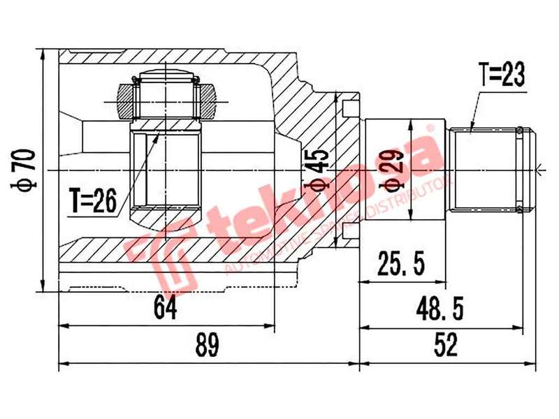 TEKNOSA FRONT LEFT - RIGHT INNER CV JOINT For DAIHATSU SIRION [1] 1.3 (K3-VE)(16V 75KW) 00-02