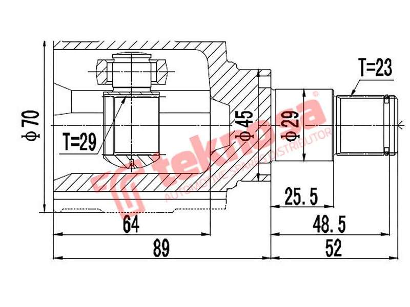 TEKNOSA FRONT LEFT - RIGHT INNER CV JOINT For DAIHATSU SIRION [2] 1.5 SPORT (3SZ-VE)(16V 76KW) 07-20