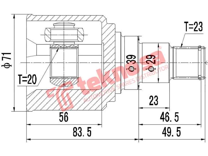 TEKNOSA FRONT LEFT - RIGHT INNER CV JOINT For DAIHATSU SIRION [1] 1.3 (K3-VE)(16V 75KW) 00-02