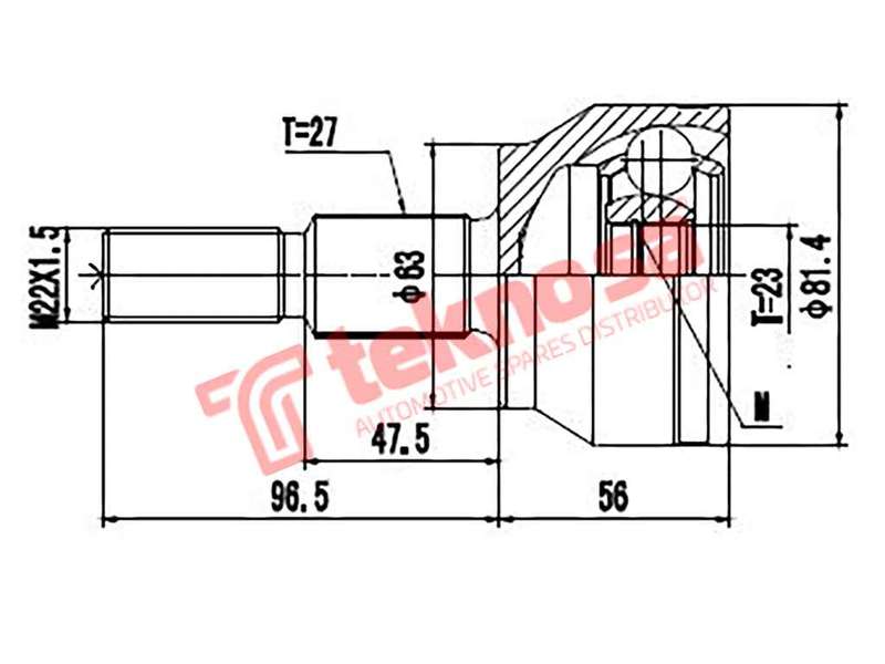 TEKNOSA FRONT LEFT - RIGHT OUTER CV JOINT For FORD FOCUS [3] 1.6 (PNDA)(16V 92KW) 11-20