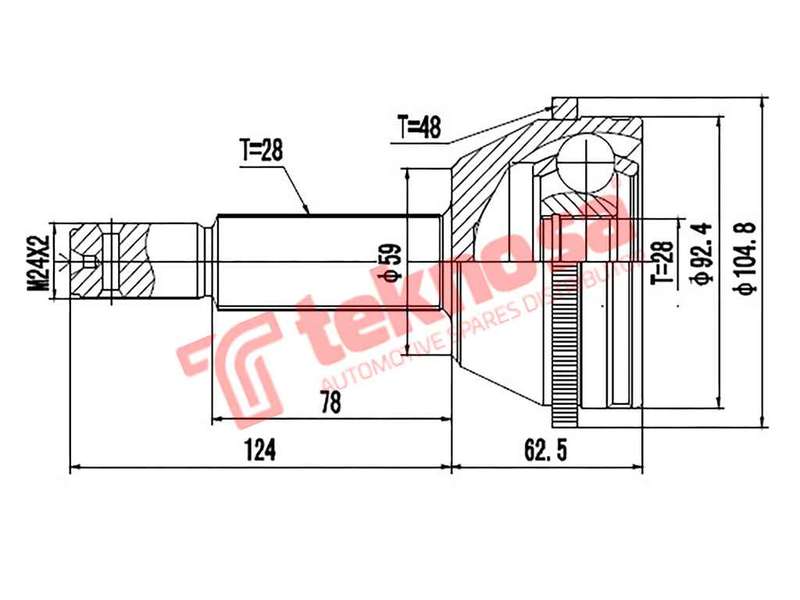 TEKNOSA FRONT LEFT - RIGHT OUTER CV JOINT For FORD TOURNEO 2.2 TDCI (ENDR ZSD-422)(16V 92KW) 13-20