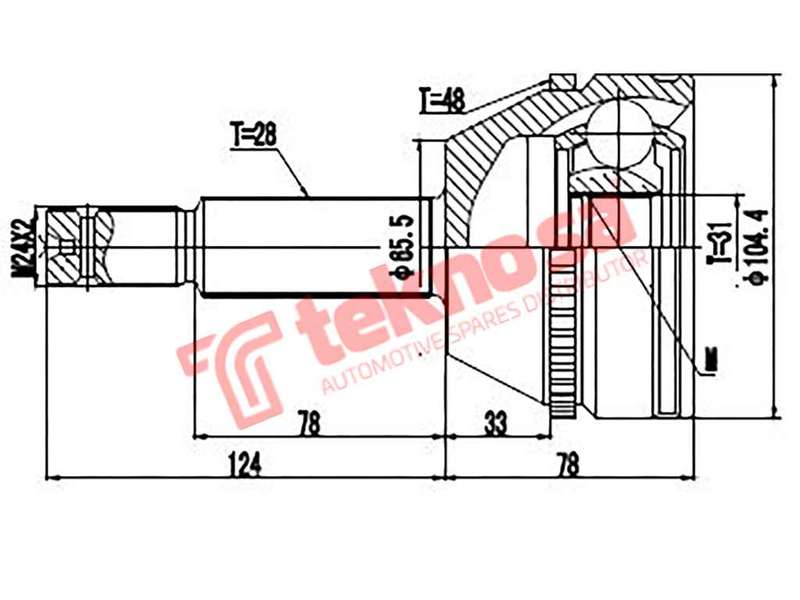 TEKNOSA FRONT LEFT - RIGHT OUTER CV JOINT For FORD TOURNEO 2.2 TDCI (ENDR ZSD-422)(16V 92KW) 13-20