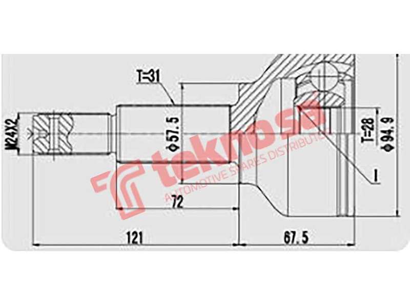 TEKNOSA FRONT LEFT - RIGHT OUTER CV JOINT For FORD TOURNEO 2.2 TDCI (ENDR ZSD-422)(16V 92KW) 13-20
