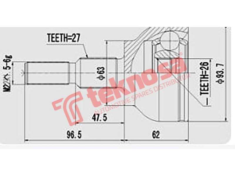 TEKNOSA FRONT LEFT - RIGHT OUTER CV JOINT For FORD FOCUS [3] 2.0 ST (R9DA)(16V 184KW) 12-19